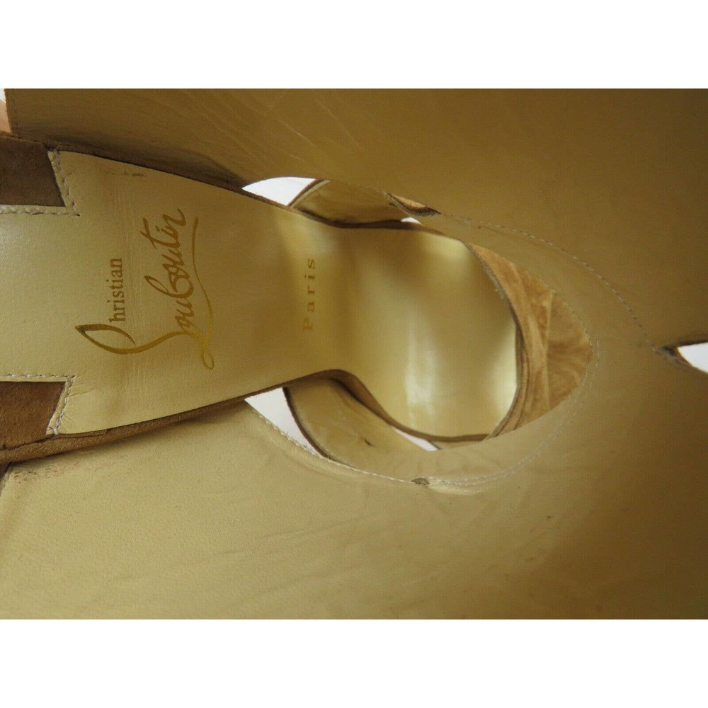 NIB LOUBOUTIN APRON LILI 120 BROWN SUEDE CRISSCROSS PLATFORM PUMPS 40.5 ITALY - Picture 11 of 12